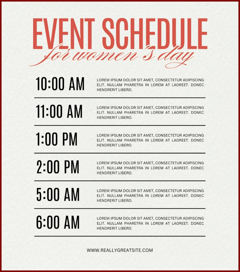 Sample of Event Schedule Template Sample of Event Schedule Template