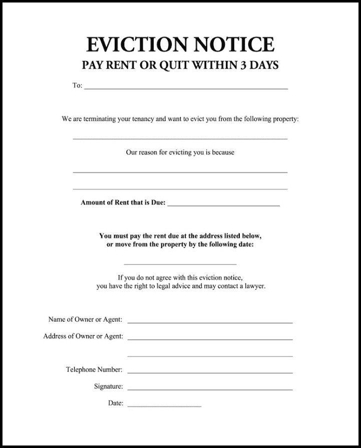 Sample of Eviction Notice Template Sample of Eviction Notice Template