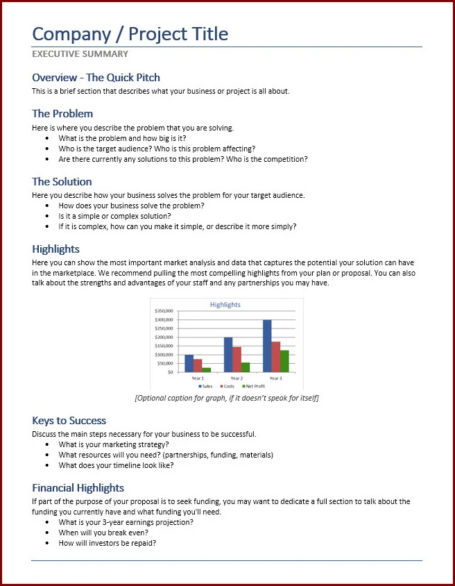 Sample of Executive Summary Template