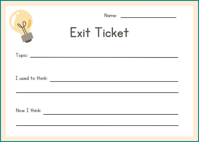 Sample of Exit Ticket Template