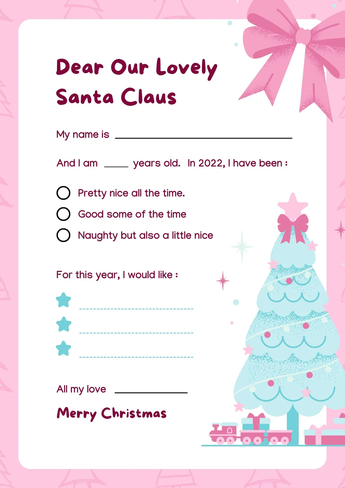 Sample of Father Christmas Letter Template