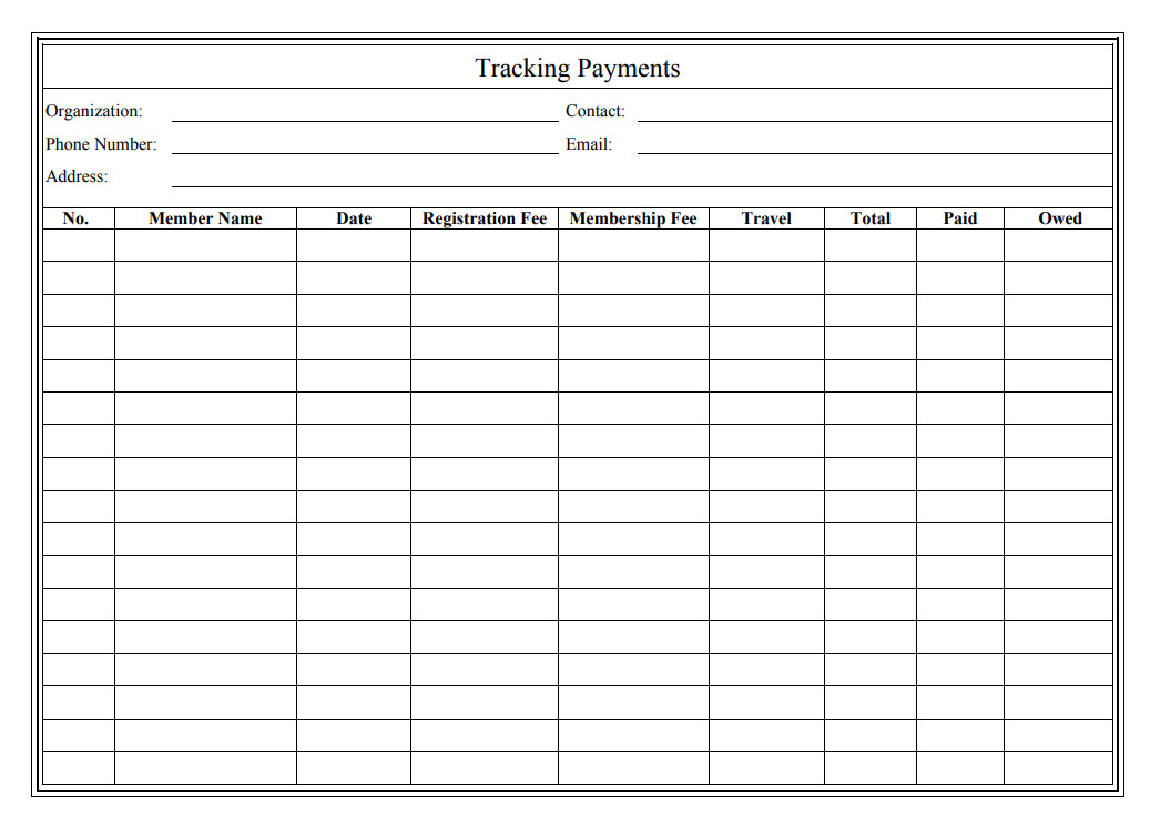 Sample of Membership Monthly Fee Payment Template