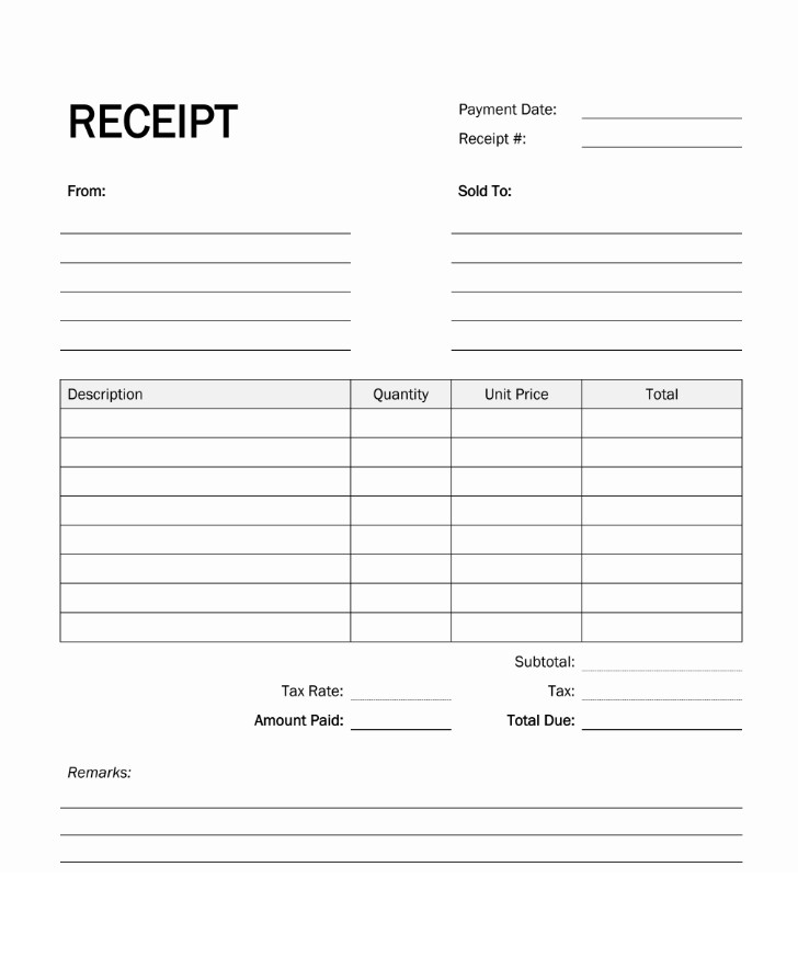 Sample of Painter Receipt Template