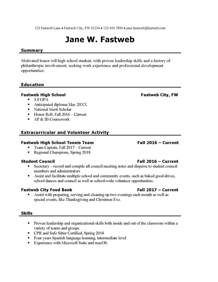 Sample of Part Time Job Resume Template