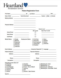 Printable Patient Registration Form