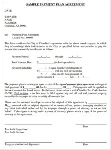 Payment Plan Agreement Template (Word)