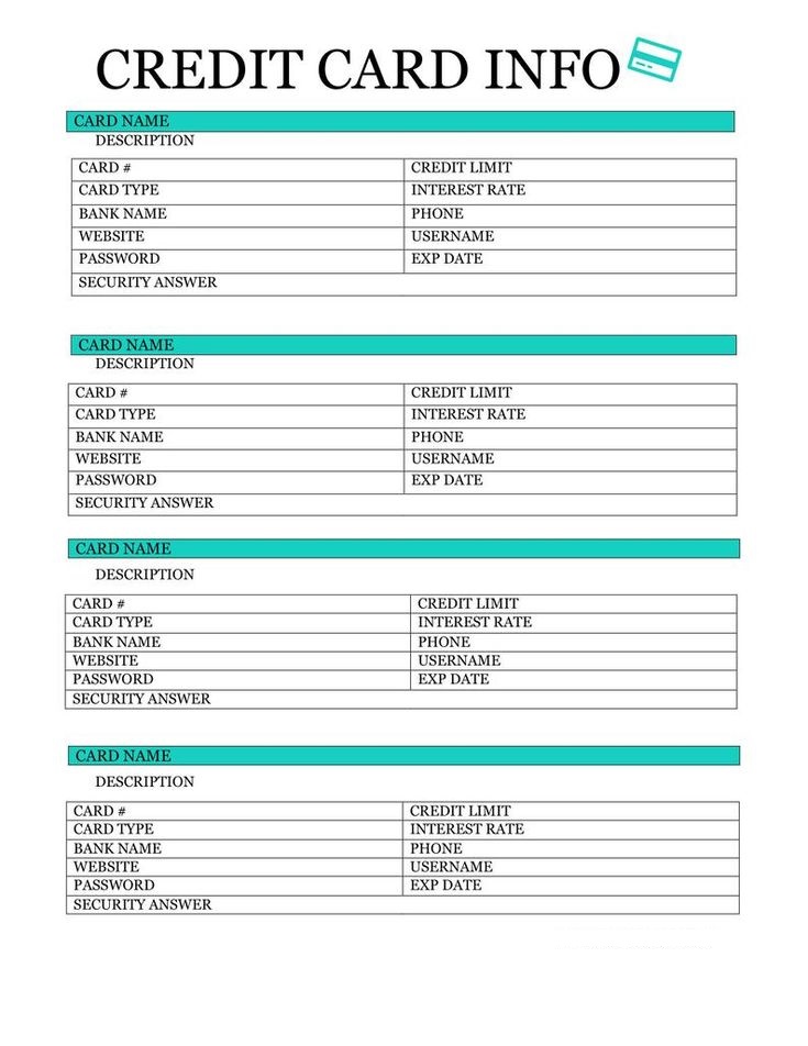 Sample of Printable Credit Card Use Log Template Sample of Printable Credit Card Use Log Template
