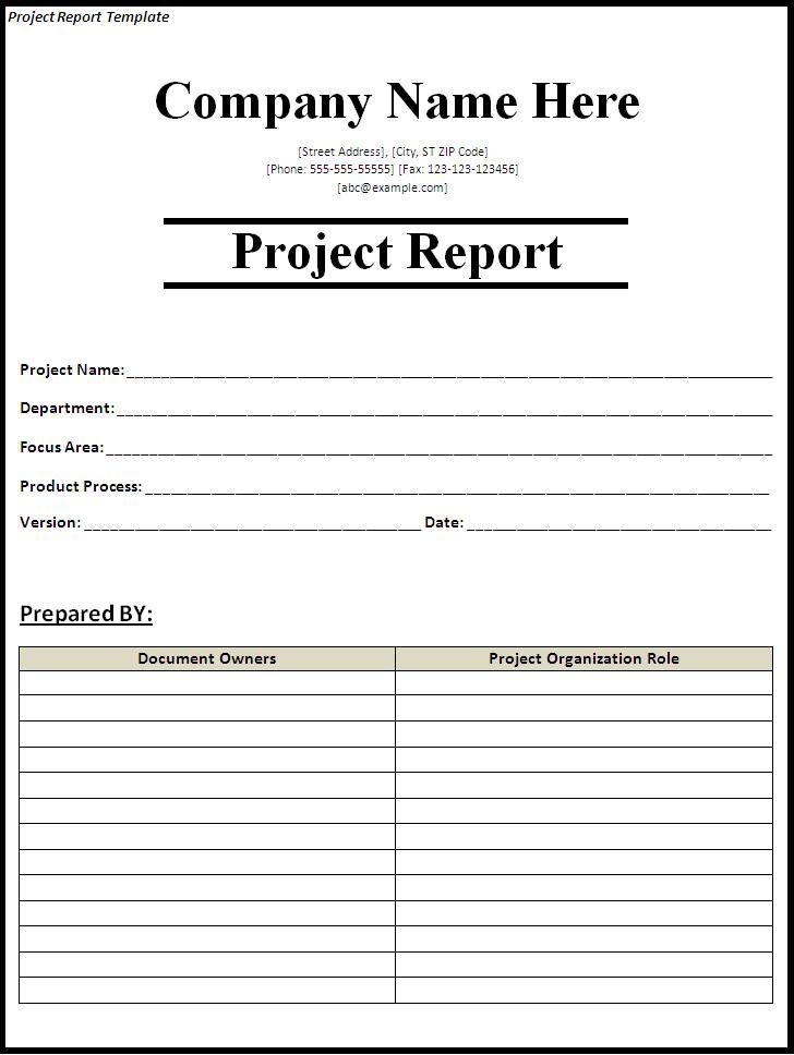 Sample of Project Report Template