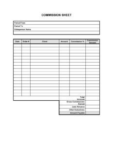 Property Agent Sales Commission Log Template