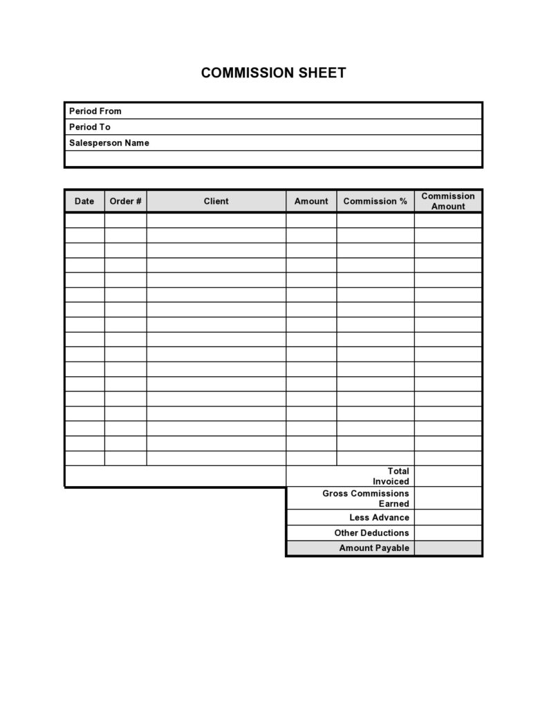 Property Agent Sales Commission Log Template