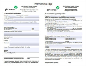 Printable Permission Slip Template