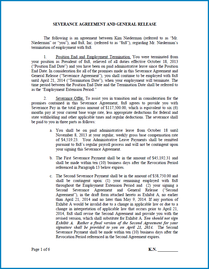 Severance Agreement Template Severance Agreement Template