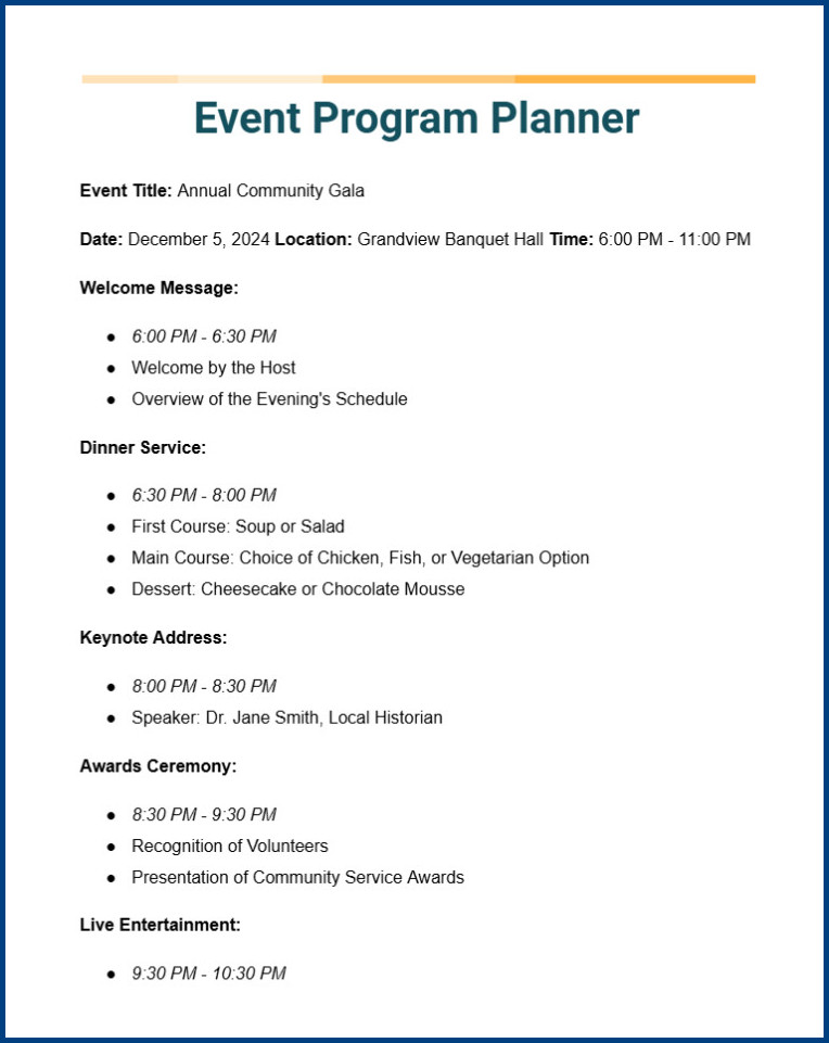 Simple Event Program Template