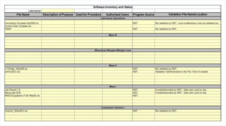 Printable Computer Inventory Template