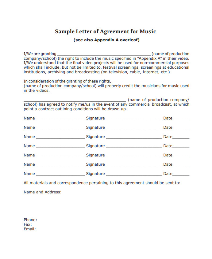 Simple Music Agreement Template