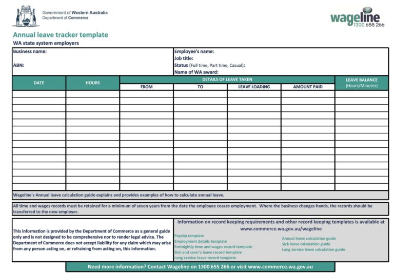 Staff Leave Register Template (Excel)