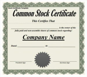 Printable Stock Certificate Template