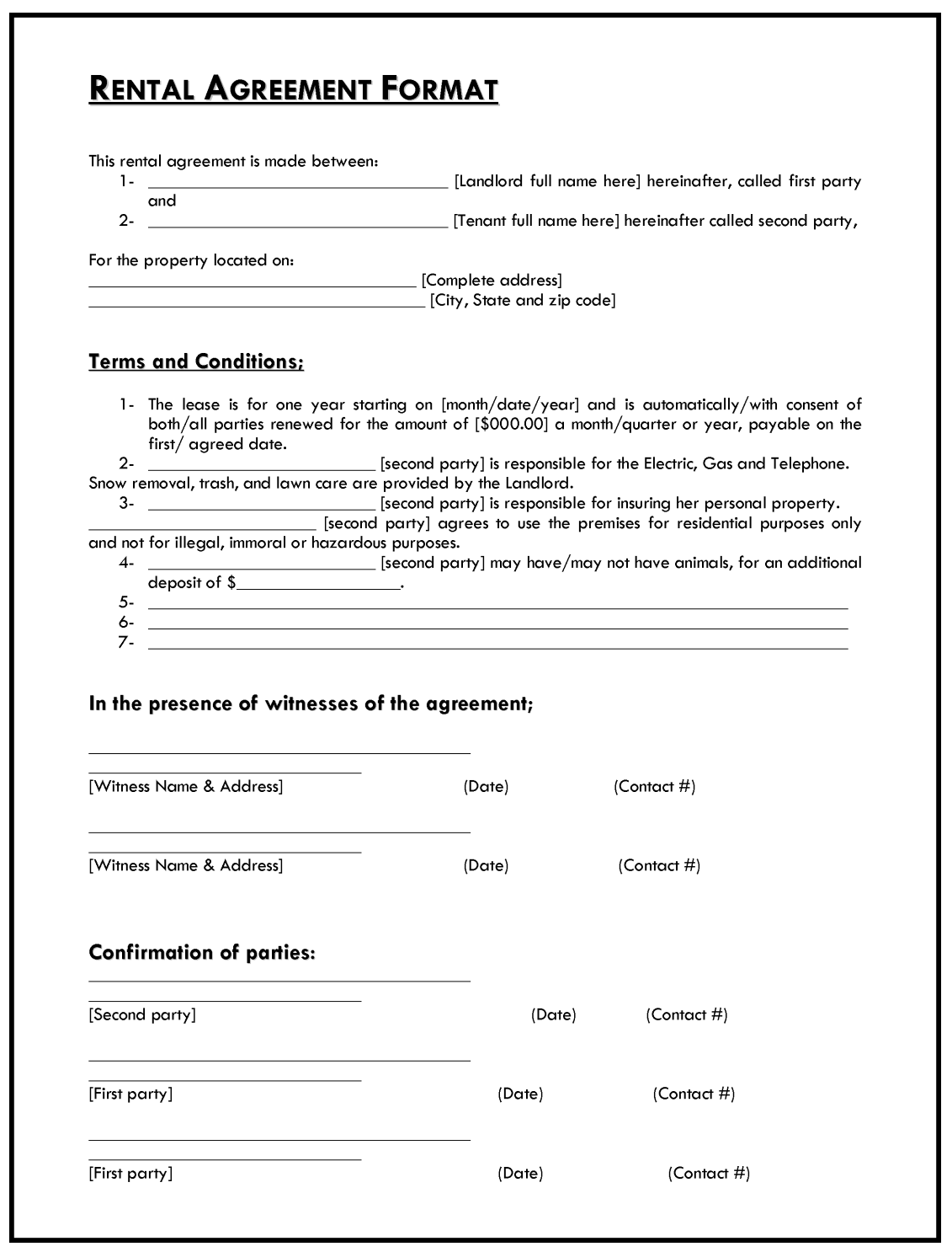 Tenant Agreement Template Example Tenant Agreement Template Example