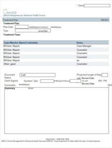 Printable Treatment Plan Template