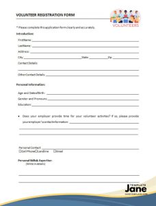 Printable Volunteer Registration Form Template