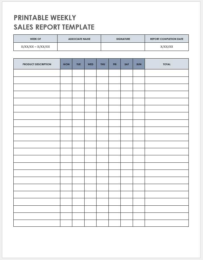 Weekly Sales Report Template Weekly Sales Report Template
