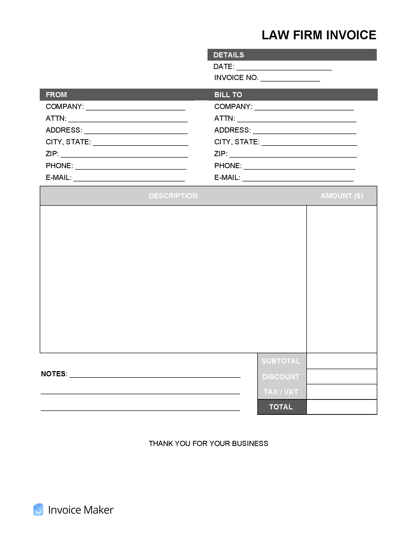 attorney invoice template word