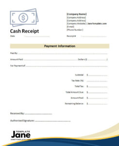 Printable Cash Receipt Template