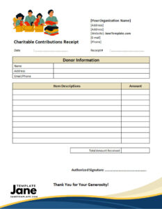Charitable Contributions Receipt Template