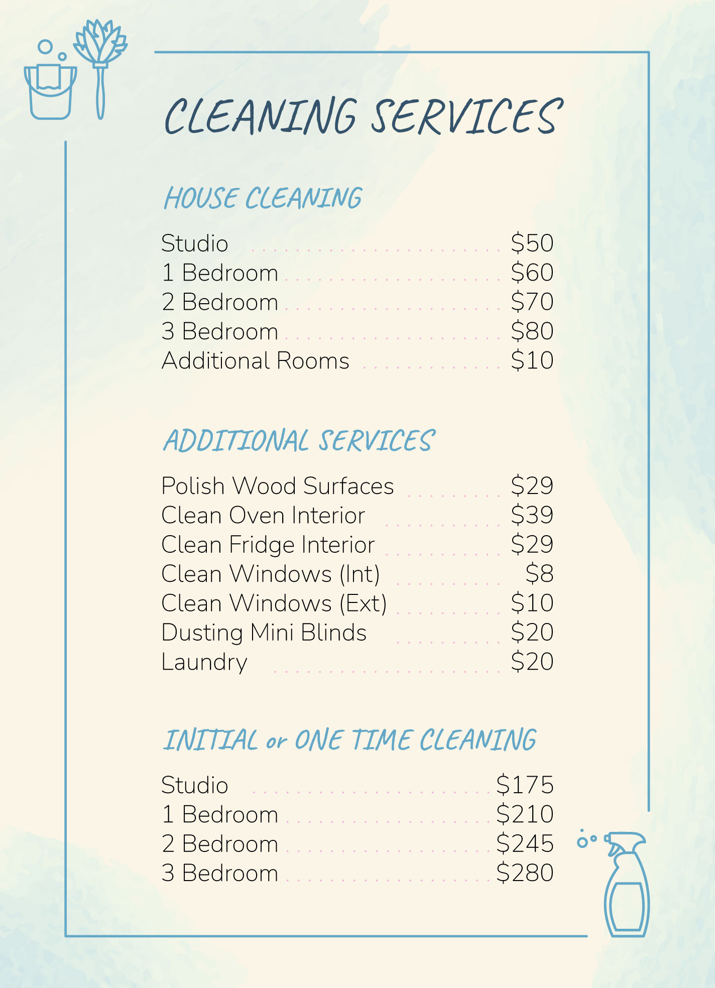sample commercial cleaning services price list template sample commercial cleaning services price list template