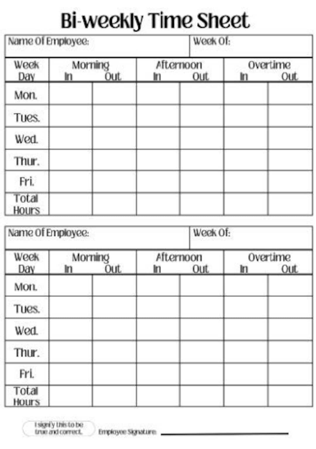Printable Biweekly Timesheet Template Printable Biweekly Timesheet Template