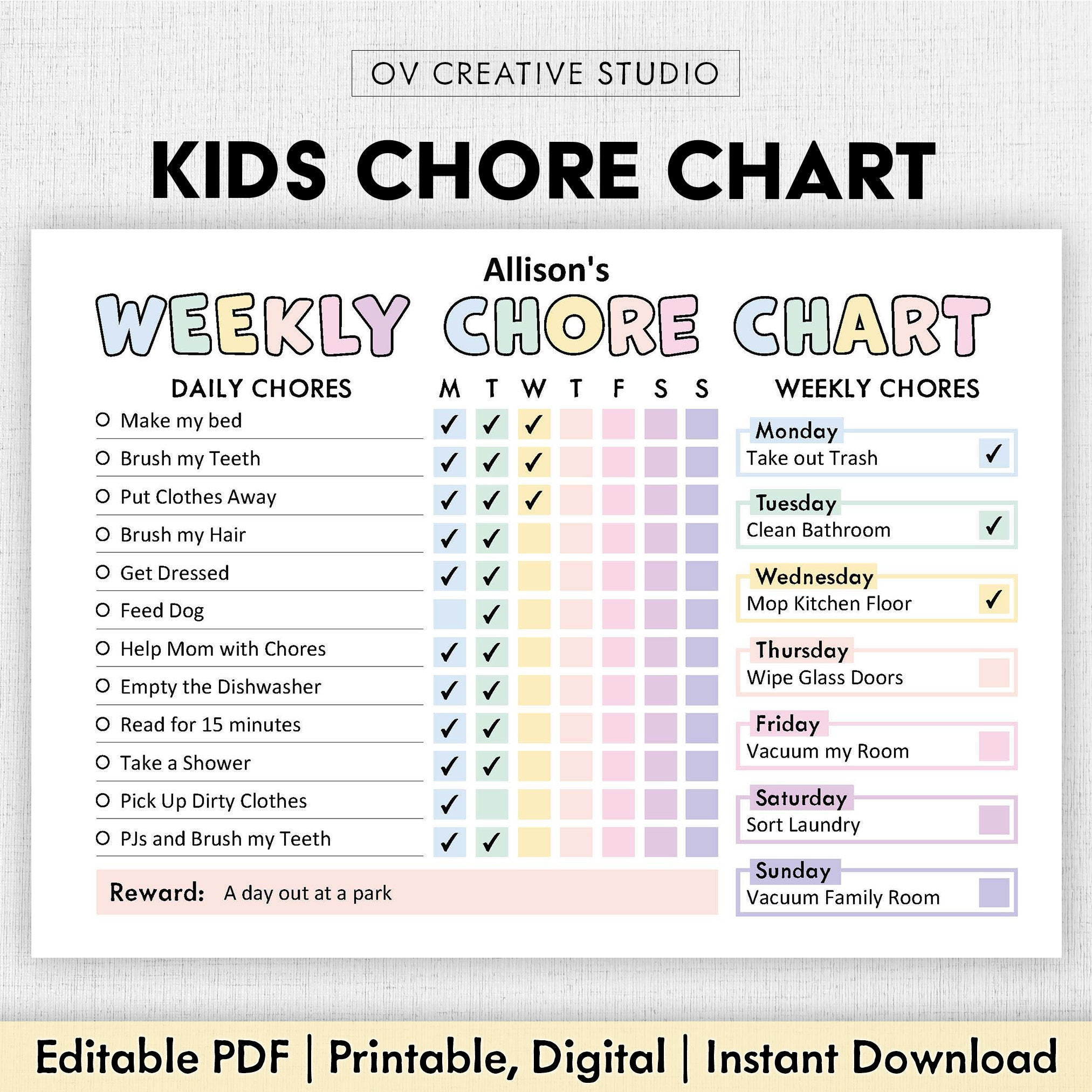 Daily Chores Chart Template Daily Chores Chart Template