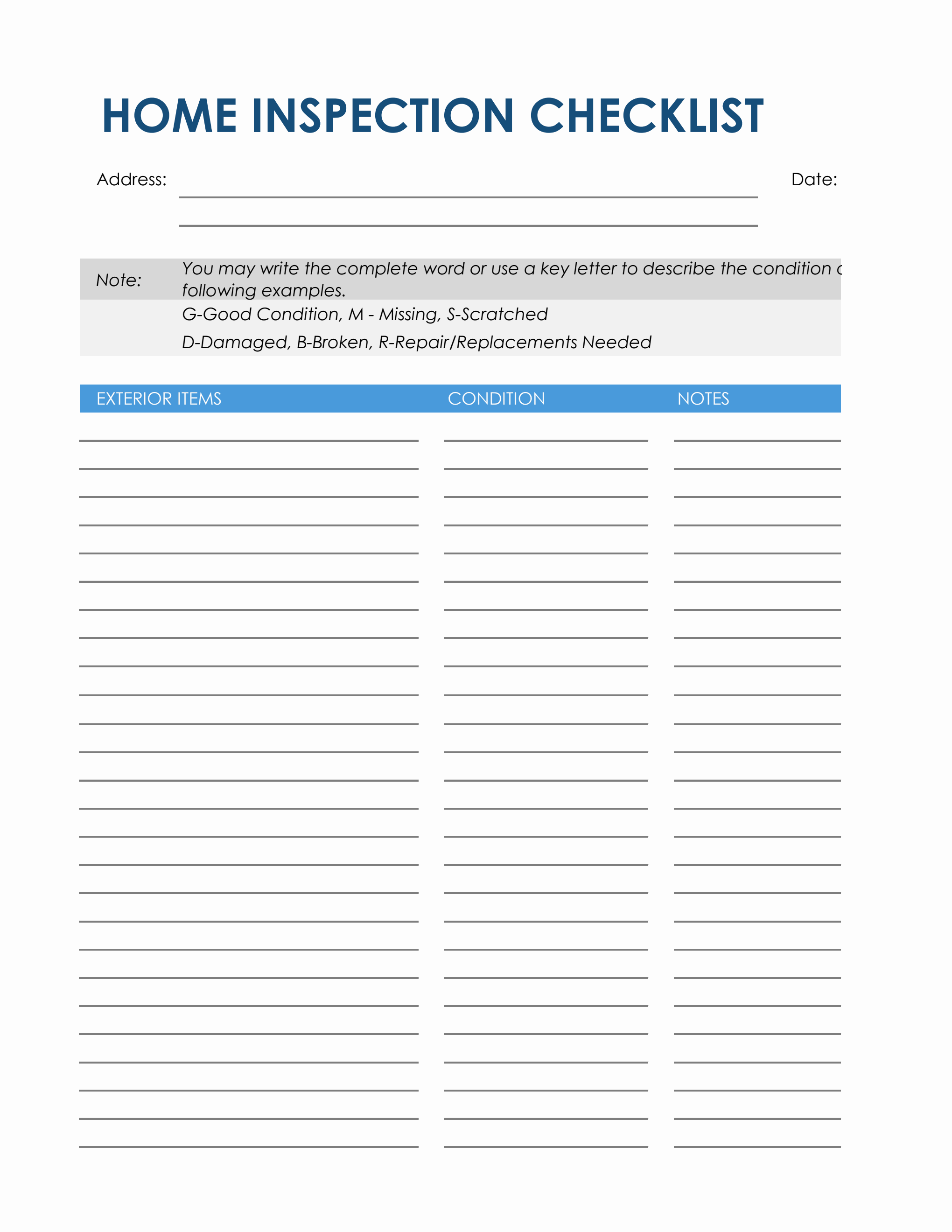 sample Property Inspection Checklist Template sample Property Inspection Checklist Template