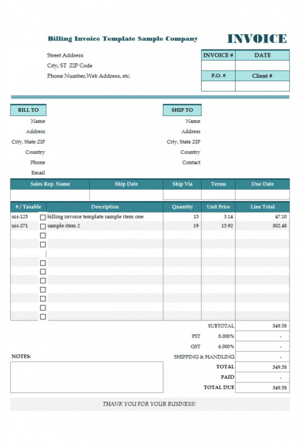 free itemized invoice template