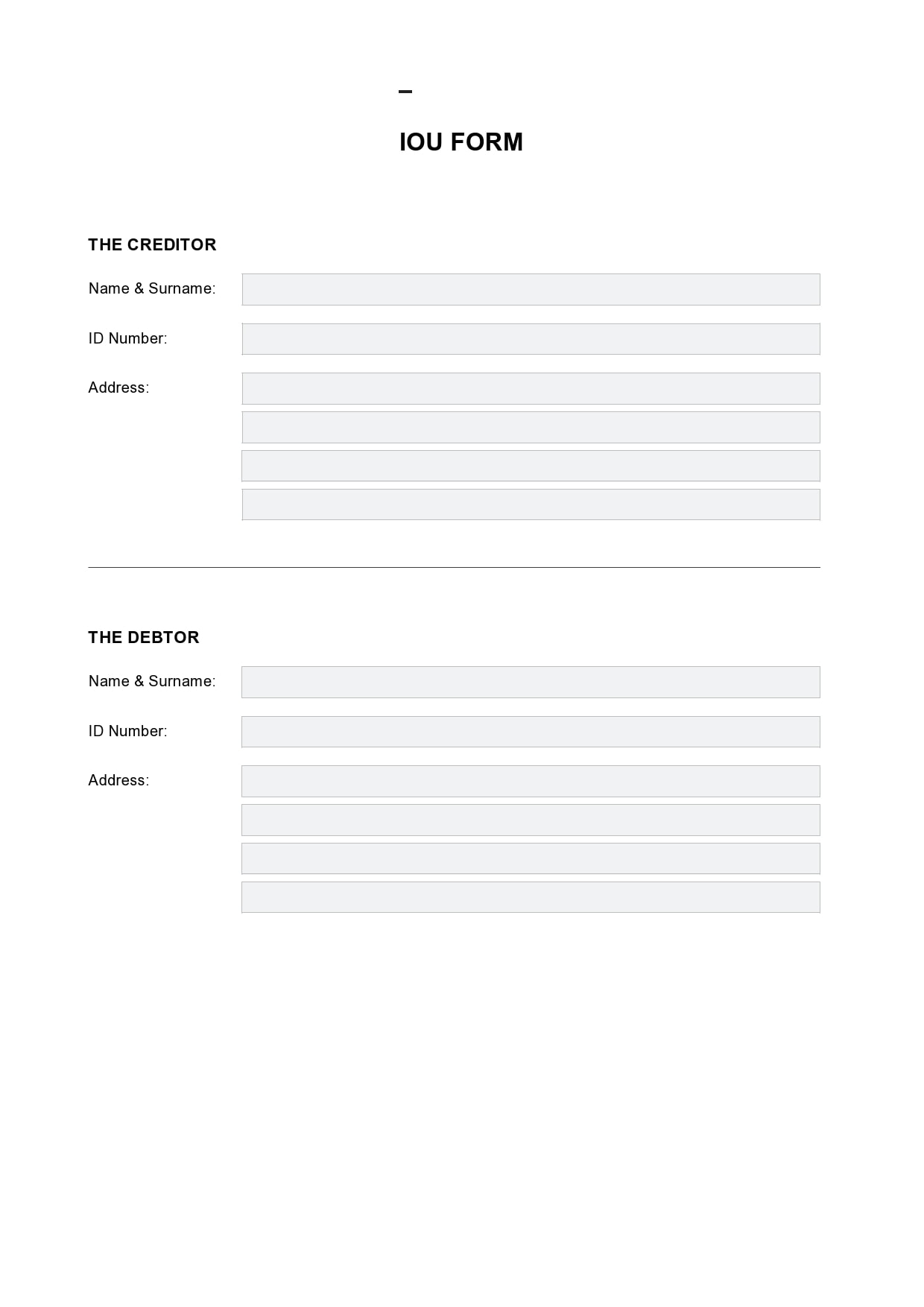 free printable iou