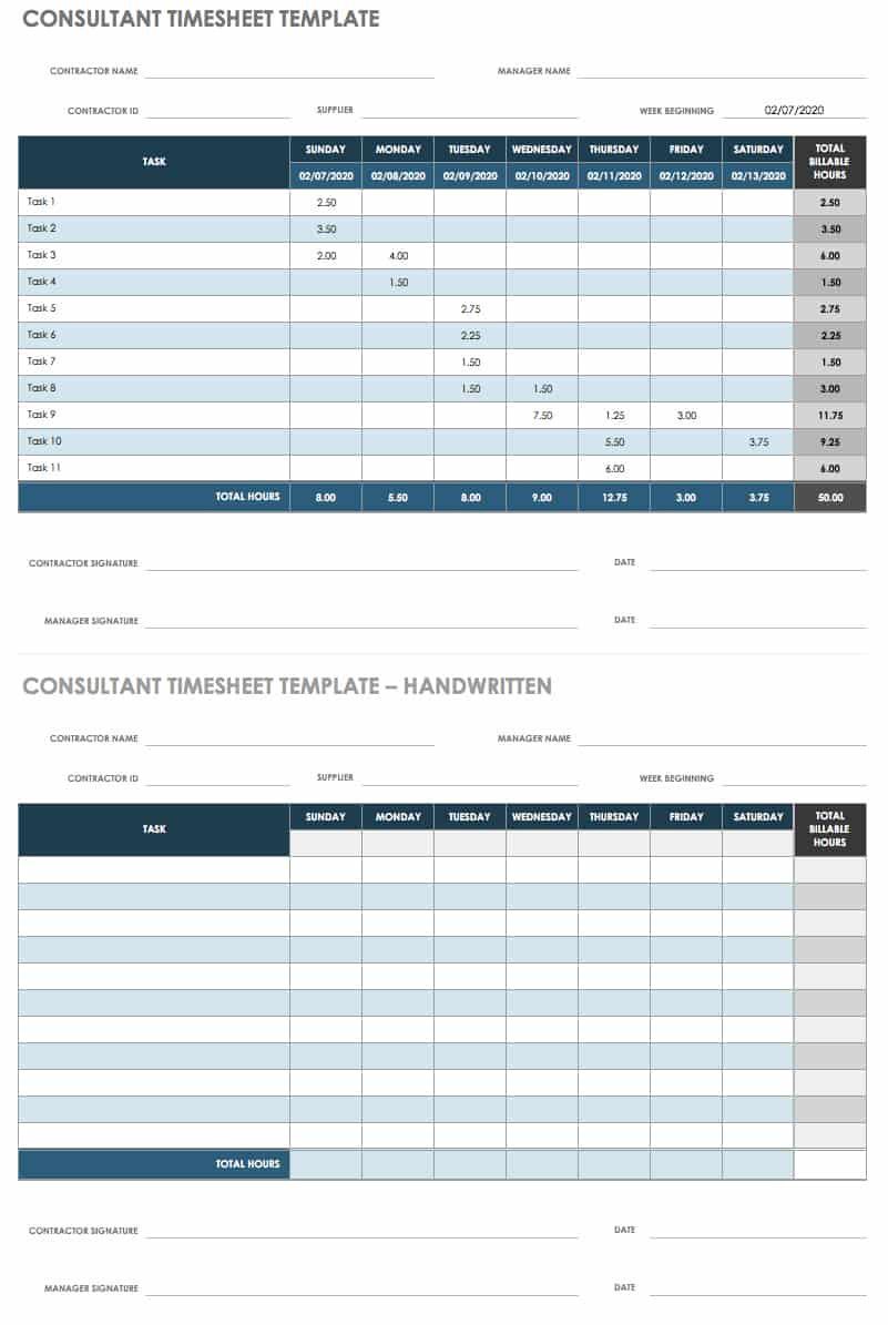 Printable Security Timesheet Template