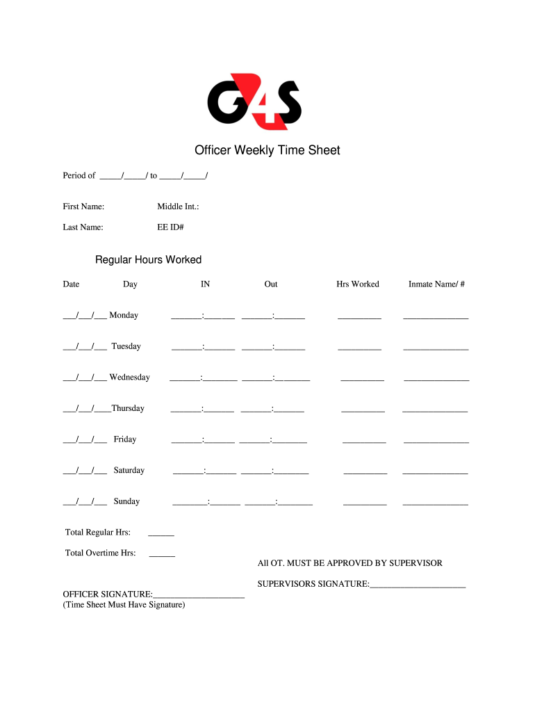 Printable Security Timesheet Template