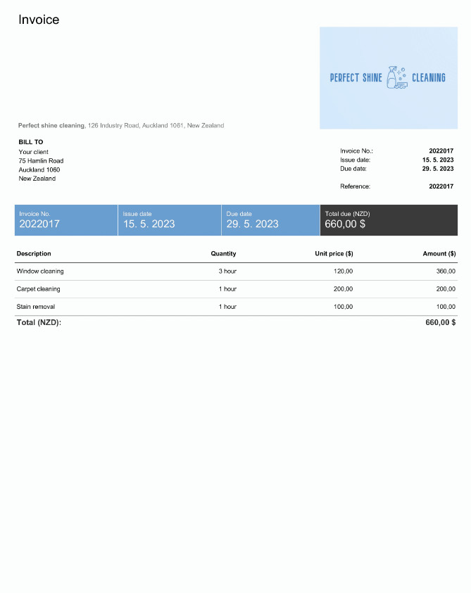 itemized invoice sample