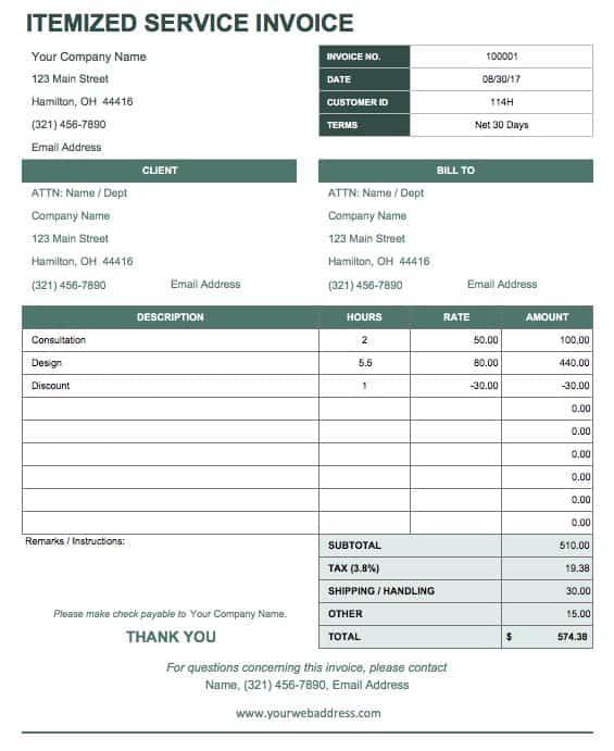 itemized list template