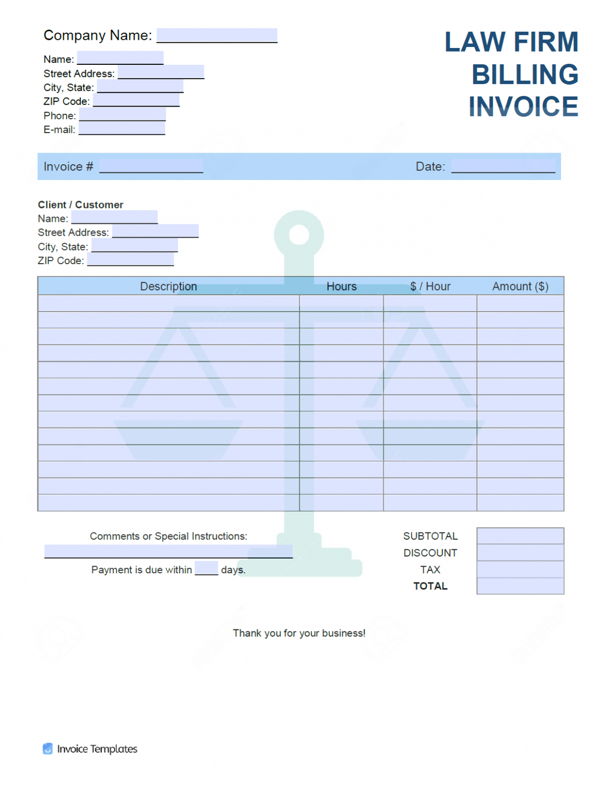 law firm invoice sample