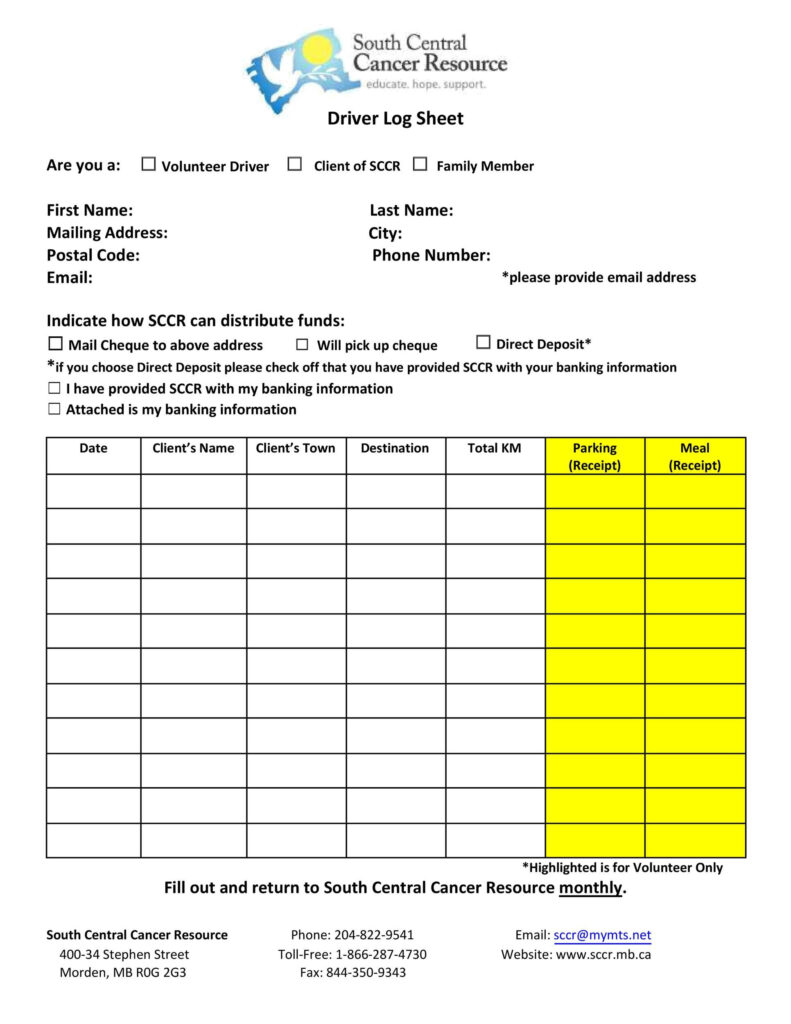 Printable Drivers Timesheet Template