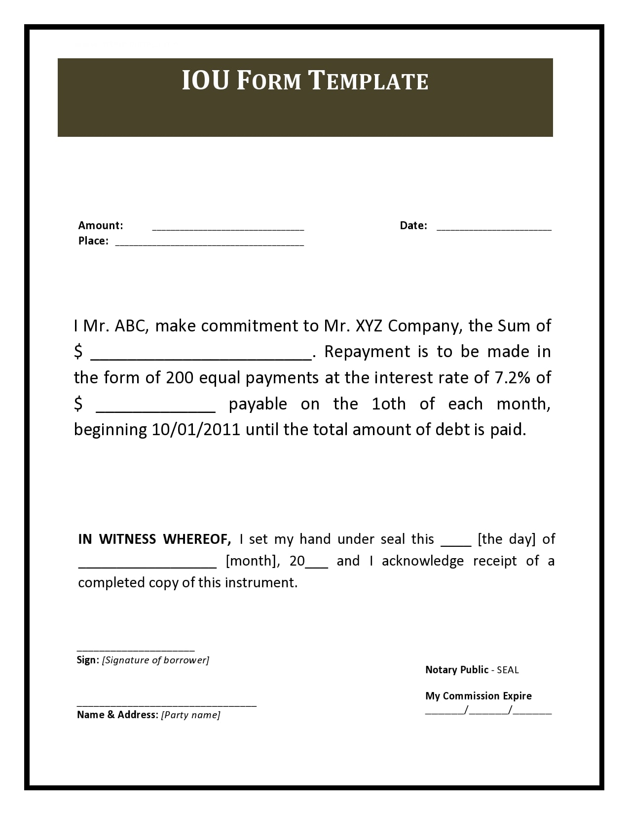 printable iou template