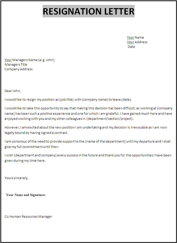 resignation letter sample in word resignation letter sample in word