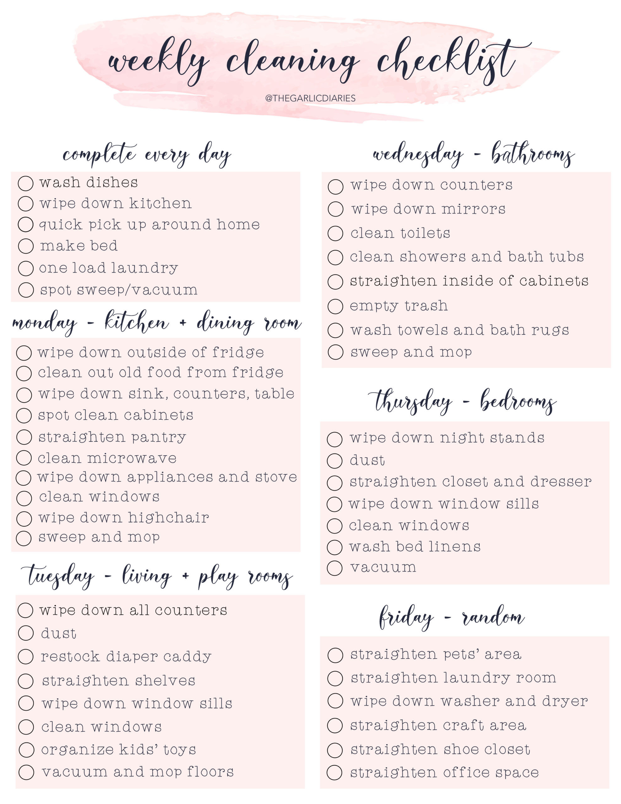sample cleaning checklist template sample cleaning checklist template